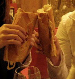 Bocadillos de tortilla francesa (Baguette sandwiches filled with French omelette, essentially an egg sandwich)