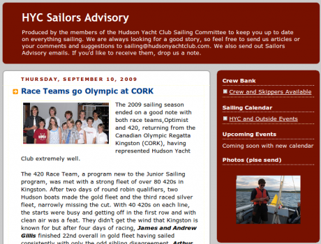 Sailors Advisory Blog, Hudson Yacht Club